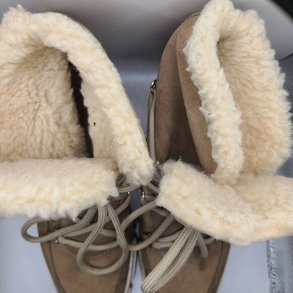 AVELLINI PORTUGAL SUEDE SHEARLING SHERPA LACEUP BOOTS SIZE 8 - Picture 2 of 6